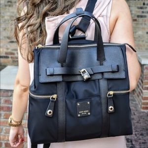 Black henri bendel book bag purse